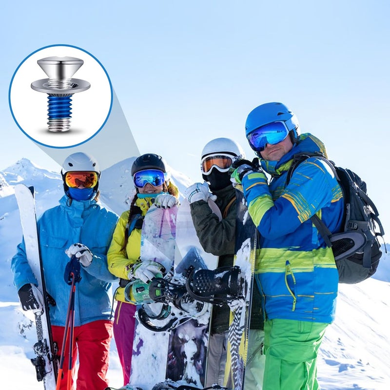 Adnee 64Pcs Snowboard Binding Screw Set - Snowboarding Mounting Screws with Snowboarding Screw Washers - Snowboard Screw Fixed Accessories for Ski Outdoor Sport Parts Replacement - Image 4